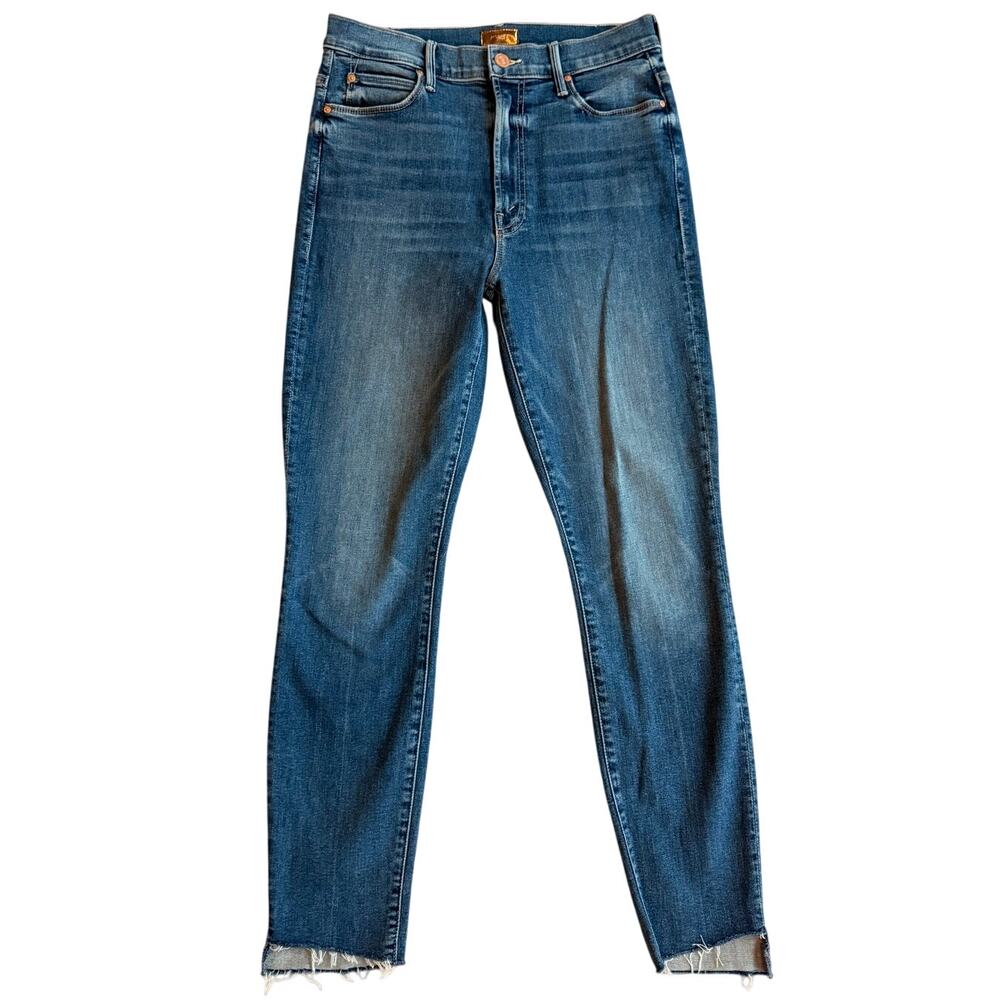 Mother Stunner Zip Ankle Fray Jeans in wash Walking on Coals Size 29